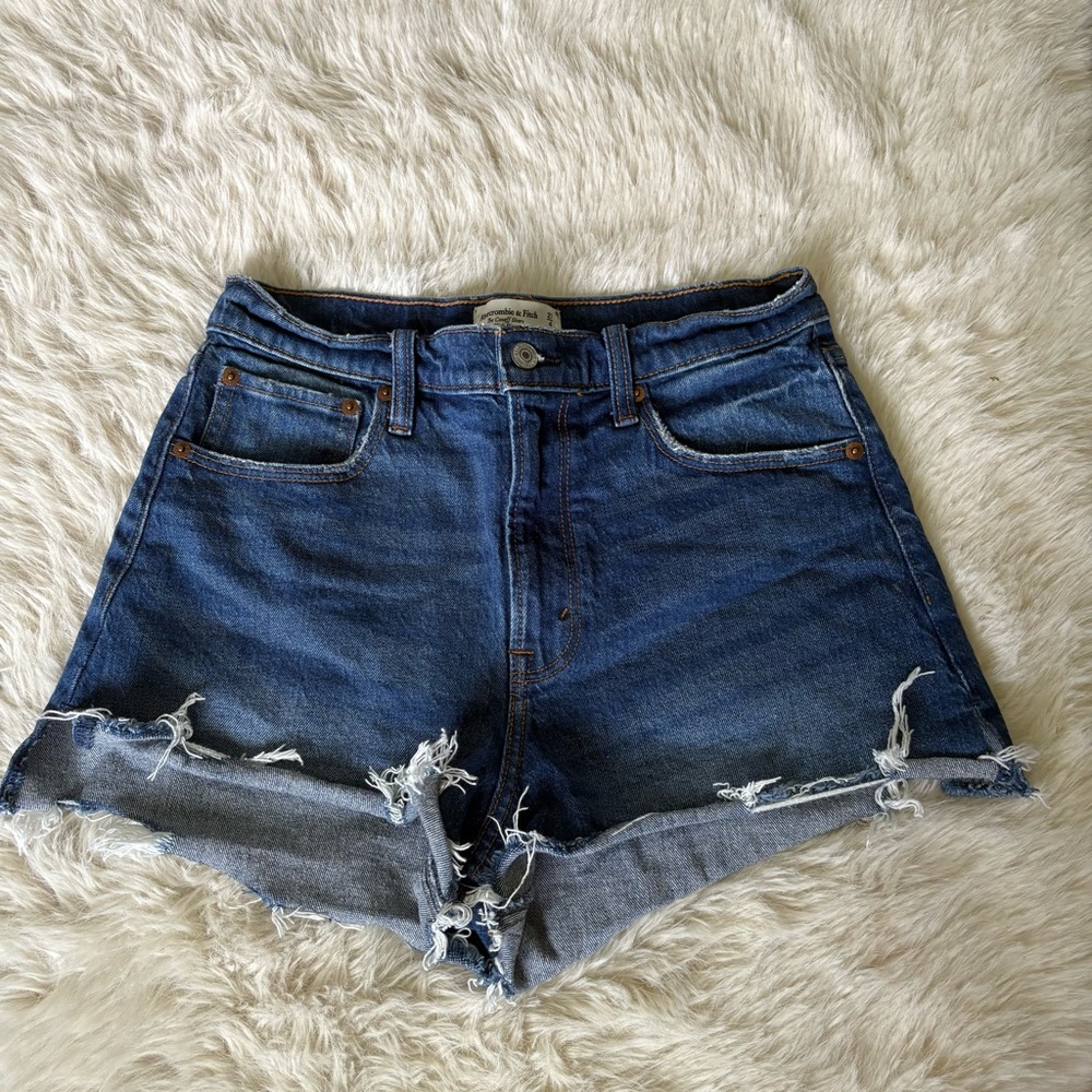 Abercrombie & Fitch Blue Jean Shorts Distressed Frayed Hem